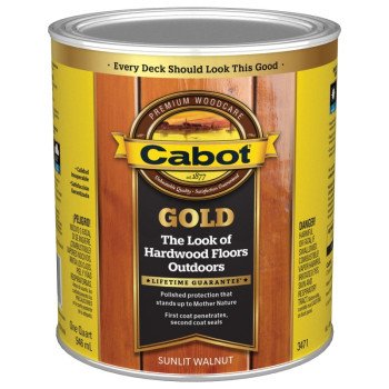 Cabot 140.0003471.005 Wood Conditioning Stain, Gold Satin, Liquid, Sun Lit Walnut, 1 qt, Can