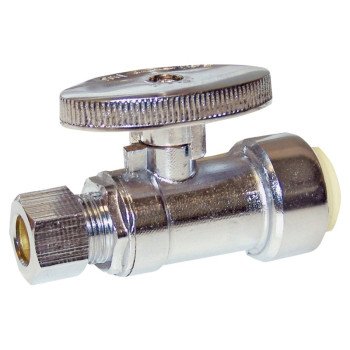 ProBite 1191-932HC Ball Valve, 1/2 x 3/8 in Connection, Push-Fit x Compression, 200 psi Pressure, Brass Body