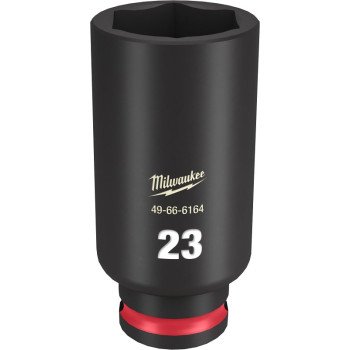 Milwaukee SHOCKWAVE Impact Duty Series 49-66-6164 Deep Impact Socket, 23 mm Socket, 3/8 in Drive, Square Drive, 6-Point