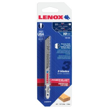 Lenox 1991386 Jig Saw Blade, 5/16 in W, 4 in L, 10 TPI, 3/PK