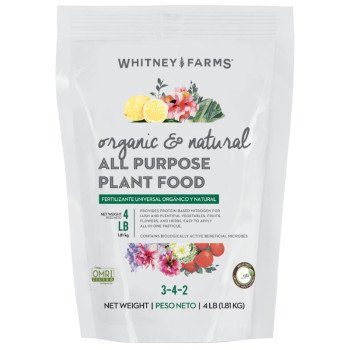 Whitney Farms 10101-10001 All-Purpose Plant Food, 4 lb Bag, Granular, 3-4-2 N-P-K Ratio