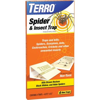 Terro T3206 Spider and Insect Trap, Solid, Mild, 10 in L Trap, 4 in W Trap, Clear