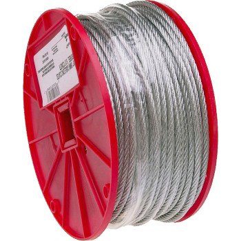 Campbell 7000227 Aircraft Cable, 1/16 in Dia, 500 ft L, 96 lb Working Load, Galvanized Steel