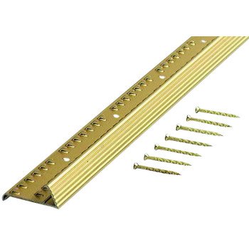 M-D 79053 Fluted Carpet Gripper, 36 in L, 1-3/8 in W, Aluminum, Satin Brass