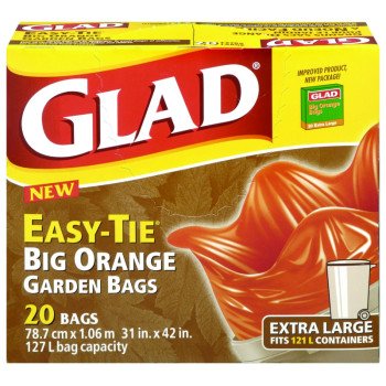 Glad Easy-Tie 30201 31INX42INOR Garbage Bag, XL, Polyethylene, Orange