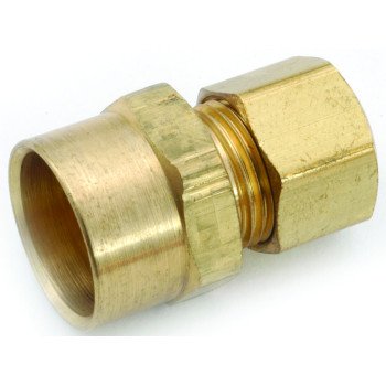 Anderson Metals 750086-0610 Tube Adapter, 3/8 x 5/8 in, Sweat x Compression, Brass