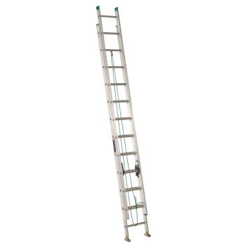 Louisville AE4224PG Extension Ladder, 286 in H Reach, 225 lb, 24-Step, 1-1/2 in D Step, Aluminum