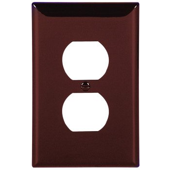 Eaton Wiring Devices 5132B-BOX Receptacle Wallplate, 4-1/2 in L, 2-3/4 in W, 1 -Gang, Nylon, Brown, High-Gloss