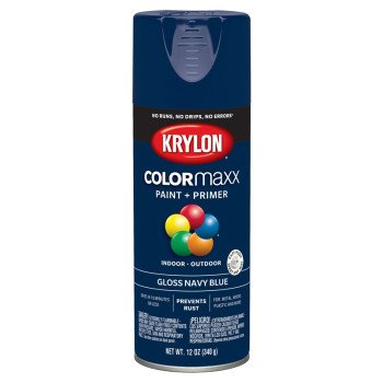 Krylon K05529007 Enamel Spray Paint, Gloss, Navy Blue, 12 oz, Can