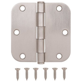 ProSource 20347SNX Door Hinge, Steel, Satin Nickel, Loose Pin, 180 deg Range of Motion, Screw Mounting