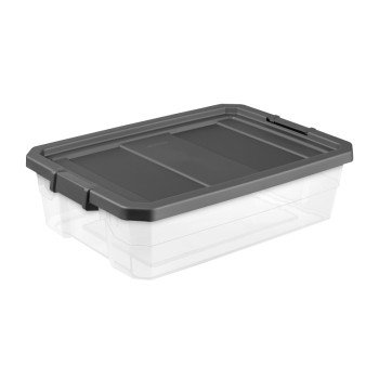 Sterilite 14743V06 Stacker Box, 40 qt, Plastic, Gray