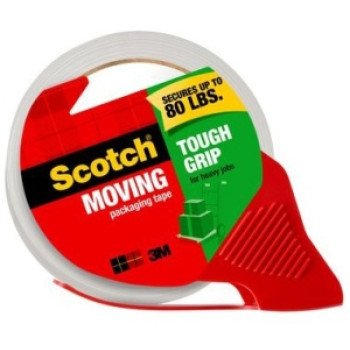 Scotch 3500S-RD Tough Grip Moving Packaging Tape, 38.2 linear yd L, 38.2 yd W, Clear