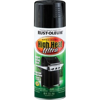 Rust-Oleum 241169 High Heat Spray Paint, Semi-Gloss, Black, 12 oz, Can, Oil