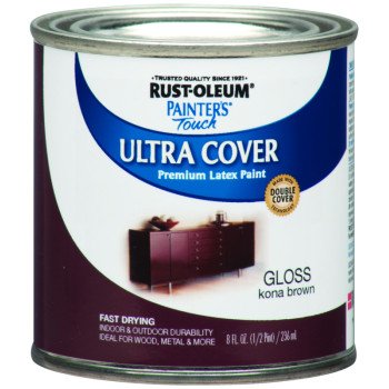 Rust-Oleum 1977730 Enamel Paint, Water, Gloss, Kona Brown, 0.5 pt, Can, 120 sq-ft Coverage Area