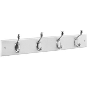 National Hardware B8170 S827-147 Hook Rail, 4-Hook, Wood, Satin Nickel