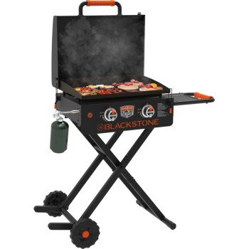 Blackstone 1935 On-The-Go Scissor Leg Griddle with Hood, 24,000 Btu, Propane, 2-Burner, Side Shelf Included: Yes