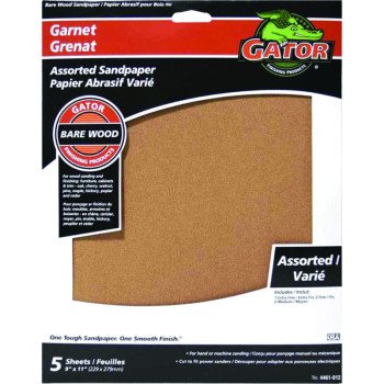 Gator 4461-012 Sanding Sheet, 11 in L, 9 in W, Garnet Abrasive