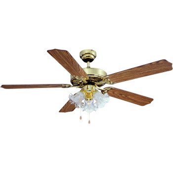 Boston Harbor CF-78021L Ceiling Fan Light Kit, 5-Blade, Oak/Walnut Blade, 52 in Sweep, 3-Speed, With Lights: Yes