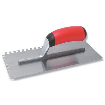 QLT 15672 Trowel, 1/4 in W x 3/8 in D Notch, 11 in L, 4-1/2 in W, Square Notch, Soft Grip Handle