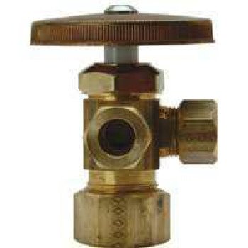 BrassCraft CR1901LRX R1 Stop Valve, 1/2 x 3/8 x 3/8 in Connection, Compression, 125 psi Pressure, Brass Body