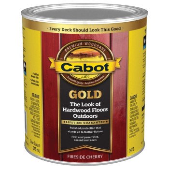 Cabot 3470 Series 140.0003472.005 Exterior Stain, Gold Satin, Fireside Cherry, Liquid, 1 qt, Can