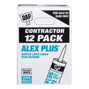 DAP 7079874275 Latex Caulk Sealant, White, 4.4 to 37 deg C, 300 mL, Cartridge, Alex Plus