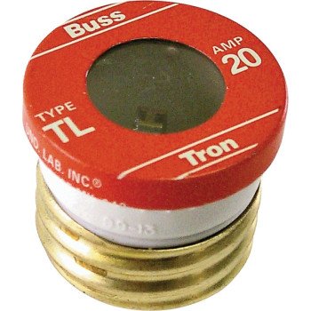 Bussmann BP/TL-20 Plug Fuse, 20 A, 125 V, 10 kA Interrupt, Plastic Body, Time Delay Fuse