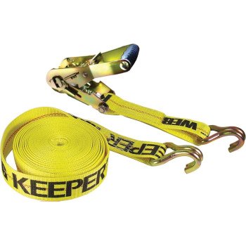 Keeper 04622 Tie-Down, 2 in W, 27 ft L, Polyester, Yellow, 3333 lb, J-Hook End Fitting