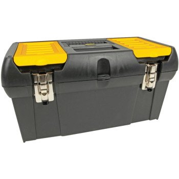 STANLEY 019151M Tool Box with Tray, 4.7 gal, Plastic, Black, 5-Compartment