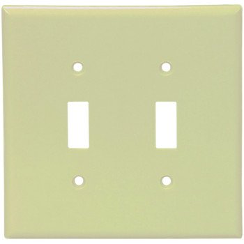 Eaton Wiring Devices 2139V-BOX Wallplate, 4-1/2 in L, 4-9/16 in W, 2 -Gang, Thermoset, Ivory, High-Gloss