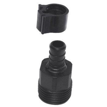 Flair-It PEXLOCK 30867 Pipe Adapter, 1/2 x 3/4 in, PEX x MGH, Polysulfone, Black, 100 psi Pressure