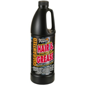 Instant Power 1969 Hair and Grease Drain Opener, Liquid, Clear, Odorless, 1 L Bottle