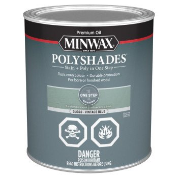 Minwax PolyShades CM6149444 Stain, Gloss, Vintage Blue, 1 qt