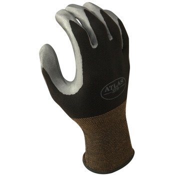 Showa 370BS-06.RT Protective Gloves, S, Knit Wrist Cuff, Nitrile, Black/Gray