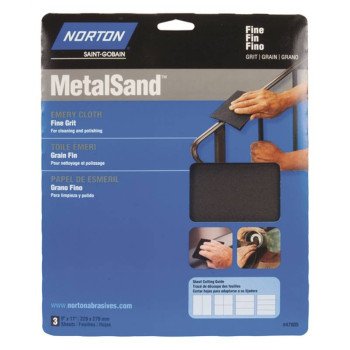 Norton MetalSand 07660747805 Sanding Sheet, 11 in L, 9 in W, Fine, Emery Abrasive, Cloth Backing