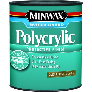 Minwax Polycrylic 244444444 Waterbased Polyurethane, Semi-Gloss, Liquid, Crystal Clear, 0.5 pt, Can