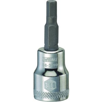 DEWALT DWMT86389OSP Fractional Hex Bit Socket, 3/16 in Tip, 3/8 in Drive, Polished Chrome Vanadium, 1-31/32 in OAL