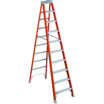 Louisville FS1510 Step Ladder, 10 ft H, Type IA Duty Rating, Fiberglass, 300 lb, 9-Step, 170 in Max Reach