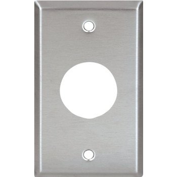 Eaton Wiring Devices 93091-BOX Single Receptacle Wallplate, 4-1/2 in L, 2-3/4 in W, 1 -Gang, 302/304 Stainless Steel