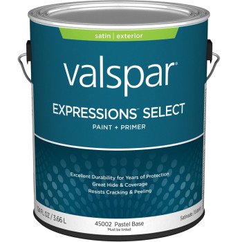 Valspar Expressions Select 4500 028.0045002.007 Latex Paint, Acrylic Base, Satin Sheen, Pastel Base, 1 gal