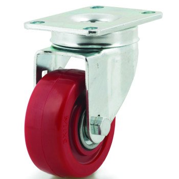 Dh Casters C-LM3P1PUS Swivel Caster, 3 in Dia Wheel, 1-1/4 in W Wheel, Polyurethane Wheel, Red, 240 lb