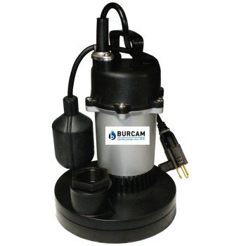 Burcam Deluxe Series 300700Z Sump Pump, 5 A, 115 V, 0.5 hp, 1-1/2 in Outlet, 22 ft Max Head, 1000 gph