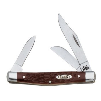 CASE 00106 Folding Pocket Knife, 2.42 in Clip, 1.58 in Sheep Foot, 1.57 in Pen L Blade, 3-Blade, Brown Handle