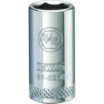 DEWALT DWMT86026OSP Hand Socket, 5/16 in Socket, 1/4 in Drive, 6-Point, Vanadium Steel, Polished Chrome