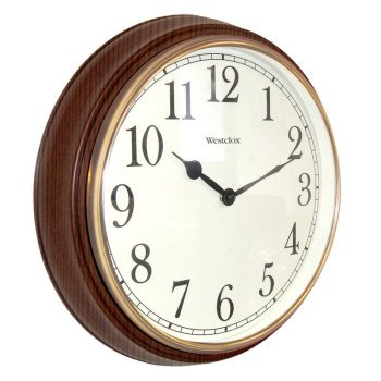 Westclox Classic Series 73004P Clock, Round, Woodgrain Frame, Plastic Clock Face, Analog