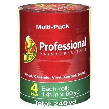 Duck Professional 1362492 Painter's Tape, 60 yd L, 1.41 in W, Beige, 4/PK