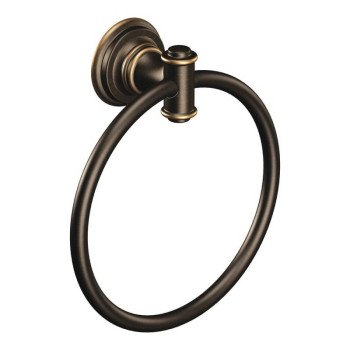 Moen Ellsworth Series DN9186BRB Towel Ring, 6 in Dia Ring, 22 lb, Aluminum/Zinc, Mediterranean Bronze, Screw Mounting