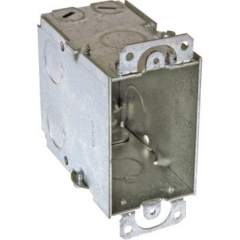 Raco 8601 Switch Box, 1-Gang, 1-Outlet, 7-Knockout, 1/2 in Knockout, Steel, Gray, Pre-Galvanized