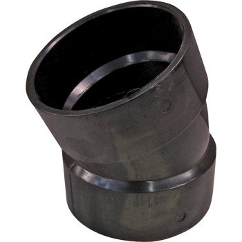 Canplas 102552BC Pipe Elbow, 2 in, Hub, 22.5 deg Angle, ABS, Black