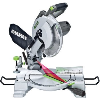 Genesis GMS1015LC Miter Saw, 10 in Dia Blade, 4600 rpm Speed, 45 deg Max Miter Angle, 45 deg Max Bevel Angle